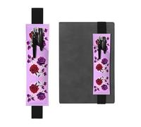 WZYCWB Red and Purple Roses Printed Large-Capacity PVC Pen Holder + Creative Diary Pen Bag Set with Elastic Band Anti-Slip Design