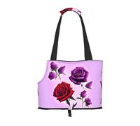 WZYCWB Red and purple roses Printed Pet Shoulder Bag - Lightweight, Breathable Travel Small Pet Shoulder Bag