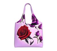 WZYCWB Red and purple roses Printed Single Shoulder Commuter Canvas Bag, Grocery Shopping Bag, Daily Use Canvas Bag