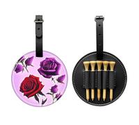 WZYCWB Red and Purple Roses Special Printed Golf tee Storage Bag - Portable Hanging Buckle Design
