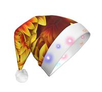 WZYCWB red and yellow sunflower Patterned Santa Hat | Plush Glowing Holiday Hat for Christmas, New Year's, and Party Events