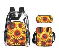 WZYCWB red and yellow sunflower Printed backpack set | Lunch bag and pencil case | Perfect for work, business trips, and vacations.