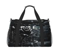 WZYCWB Red Bird Head Handheld travel bag weekend bag fitness yoga bag suitable for fitness and other scenarios, Rainy Night Black Rose, One Size