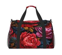 WZYCWB Red Bird Head Handheld travel bag weekend bag fitness yoga bag suitable for fitness and other scenarios, Red Peonies, One Size