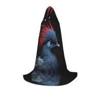 WZYCWB Red Bird Head Printed Hooded Cape | Cosplay Costume, Halloween Anime Party Prop - Medium