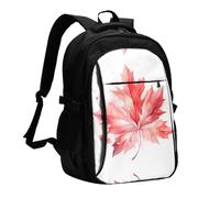 WZYCWB Red Maple Leaf Printed laptop backpack, business men's commuter backpack, computer bag with USB port charging