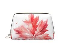 WZYCWB Red Maple Leaf Printed Leather Cosmetic Bag for Women - Stylish and Soft, Durable