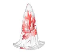 WZYCWB Red Maple Leaf Printed Small Hooded Cape, Holiday Party Costume, Carnival Party Prop, Sizes S/M/L