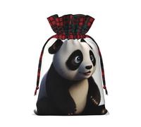 WZYCWB Red Panda Christmas Gift Bags for Christmas Party Supplies Decorations, 8.3 * 11.8 Inch Colorblock Burlap Drawstring Gift Bags,