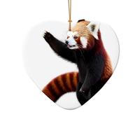 WZYCWB Red panda pattern patterned Heart Shape ceramic pendant, perfect for decorating your home Christmas tree for winter parties