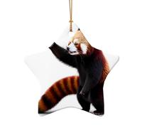 WZYCWB Red panda pattern patterned Star Shape ceramic pendant, perfect for decorating your home Christmas tree for winter parties