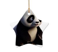 WZYCWB Red Panda patterned Star Shape ceramic pendant, perfect for decorating your home Christmas tree for winter parties