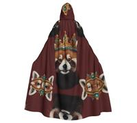 WZYCWB Red panda wearing a crownPatterned Hooded Cape Adult Robe Suitable for Family Gatherings Stage Performances Cosplay and Halloween Parties