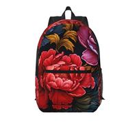 WZYCWB Red Peonies Printed backpack with pockets - suitable for work, business trips, travel, sports