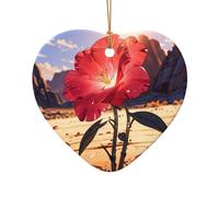 WZYCWB Red rose in the desert patterned Heart Shape ceramic pendant, perfect for decorating your home Christmas tree for winter parties