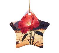 WZYCWB Red rose in the desert patterned Star Shape ceramic pendant, perfect for decorating your home Christmas tree for winter parties