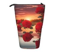 WZYCWB red Roses at Sunset Printed Retractable Pen Holder Suitable for use as a Simple Cosmetic Bag, Wallet, etc.
