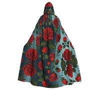WZYCWB Red roses sea Halloween hooded cloak, unisex fashion cloak suitable for Halloween cosplay party