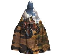 WZYCWB Red Tractor Printed Hooded Cape - Perfect for Halloween parties, theatrical performances, and photoshoots.