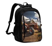 WZYCWB Red Tractor Printed laptop backpack, business men's commuter backpack, computer bag with USB port charging