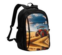WZYCWB Red Tractor Printed laptop backpack, business men's commuter backpack, computer bag with USB port charging