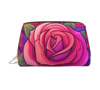 WZYCWB Reddish Purple Roses Printed Leather Cosmetic Bag - Stylish and Portable Cosmetic Storage Bag