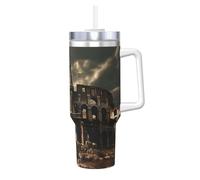 WZYCWB Remains of the Roman Colosseum Pattern ice cup - 40 ounce double-layer stainless steel vacuum cup, leak-proof and portable