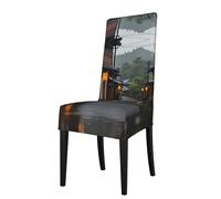 WZYCWB Removable Protective Cover, Kyoto on a Rainy Day Stretch seat Cover for Square Back Dining Chair, Parson Chair, Dining Chair Protective Cover,