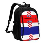WZYCWB Republic of Croatia flag Printed laptop backpack, business men's commuter backpack, computer bag with USB port charging
