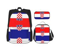 WZYCWB Republic of Croatia Flag School Bag + Pencil case + Lunch Bag Combination Backpack Suitable for Everyday Commuting