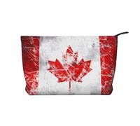 WZYCWB Retro Canada Flag Corduroy cosmetic bag, women's portable zipper handbag purse, suitable for travel and daily storage, cosmetics