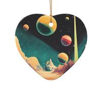 WZYCWB Retro fantasy space patterned Heart Shape ceramic pendant, perfect for decorating your home Christmas tree for winter parties