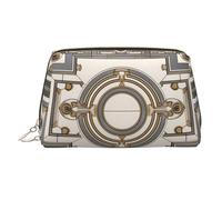 WZYCWB Retro Geometric Figure Printed Leather Cosmetic Bag for Women - Stylish and Soft, Durable