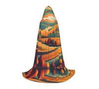 WZYCWB Retro geometry, autumn fields Printed Medium Hooded Cape, Holiday Party Costume, Carnival Party Prop, Sizes S/M/L