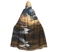 WZYCWB Rivers and plains Patterned hooded cape Halloween cape rave party and family gathering