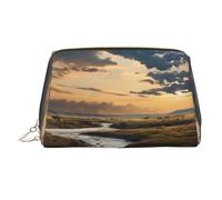 WZYCWB Rivers and Plains Printed Leather Cosmetic Bag for Women - Stylish and Soft, Durable