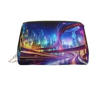 WZYCWB Roads of The Future Printed Leather Cosmetic Bag for Women - Stylish and Soft, Durable
