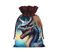 WZYCWB Roaring Dragon Christmas Gift Bags, Burlap Drawstring Gift Bags for Christmas Party Supplies Decoration Bags, 8.3 * 11.8 Inch