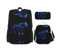 WZYCWB Robo-Panther Stalk Backpack (3-piece set), large capacity backpack, student school bag, pencil case, lunch bag combination