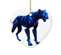 WZYCWB Robo-Panther Stalk patterned Heart Shape ceramic pendant, perfect for decorating your home Christmas tree for winter parties