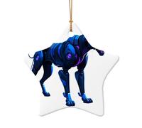WZYCWB Robo-Panther Stalk patterned Star Shape ceramic pendant, perfect for decorating your home Christmas tree for winter parties