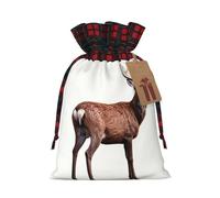 WZYCWB Robust red deer Christmas Gift Bags for Christmas Party Supplies Decorations, 8.3 * 11.8 Inch Colorblock Burlap Drawstring Gift Bags,