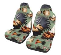 WZYCWB Rooster and Chicken Car Seat Protectors (2 Pack), Auto Seat Covers Guard Sedan, SUV, Truck, Van, Bus & Ferry Seats