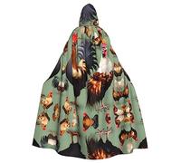 WZYCWB Rooster and Chicken Halloween decoration cape, adult large size hooded cape, unisex carnival cape for masquerade, role play
