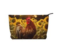 WZYCWB Rooster and Sunflowers Patterned Toiletry Storage Bag, Essential for organizing Cosmetics and Skincare Products.