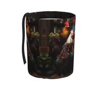 WZYCWB Rooster Family Portfolio Hanging car Trash can, Suitable for SUV, Truck and car, as a Foldable car Storage Box Accessories, Practical and Convenient, Practical Accessories