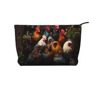 WZYCWB Rooster Family Portfolio Patterned Toiletry Storage Bag, Essential for organizing Cosmetics and Skincare Products.