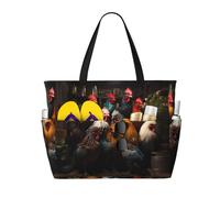WZYCWB Rooster Family Portfolio Printed beach travel bag for swimming and fitness/supermarket shopping/seaside vacation