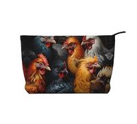 WZYCWB Roosters Dressed in Many Colors Patterned Toiletry Storage Bag, Essential for organizing Cosmetics and Skincare Products.