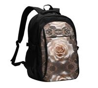 WZYCWB Roses in the Net Printed laptop backpack, business men's commuter backpack, computer bag with USB port charging